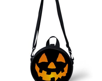 Jack-O-Lantern Round Convertible Crossbody Shoulder Bag