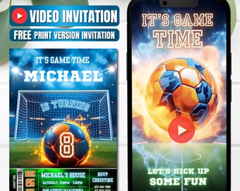 Soccer Birthday Video Invitation, Instant Download