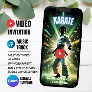 Karate Birthday Video Invitation, Instant Download