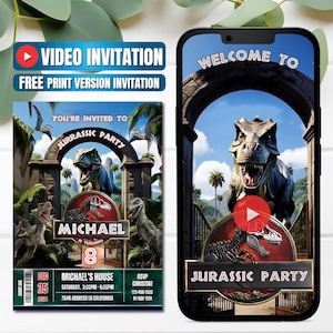 Convite em vídeo de aniversário de dinossauro, download instantâneo