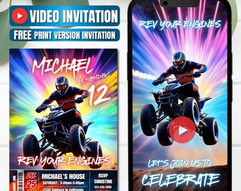 ATV Birthday Video Invitation, Instant Download
