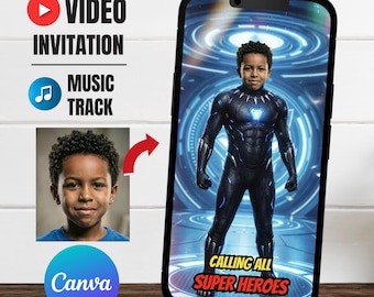 Super Hero Costumes Photo Video Invitation