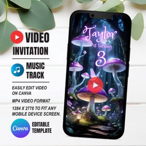 Convite de aniversário em vídeo "Floresta Mágica", download instantâneo