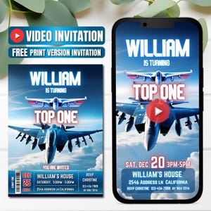 Fighter Jet Plane Birthday Video Invitation, Instant Download