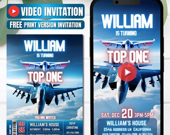 Fighter Jet Plane Birthday Video Invitation, Instant Download