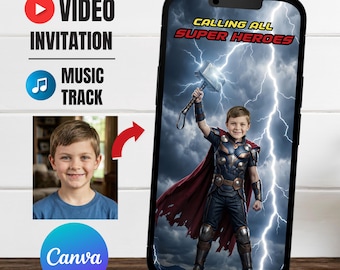 Super Hero Boy Costumes Photo Video Invitation Animation