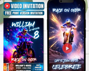 Motocross Birthday Video Invitation, Instant Download