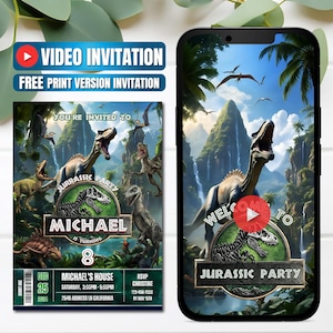 Dinosaur World Video Einladung, Instant Download