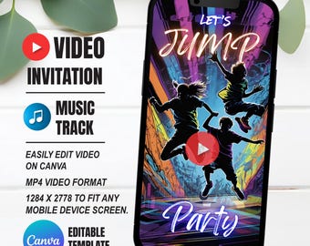 Lets Jump Birthday Video Invitation, Editable Video, Instant Download