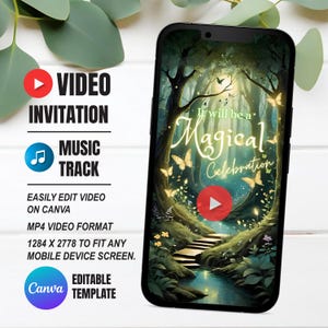 Convite em vídeo da Floresta Mágica, download instantâneo