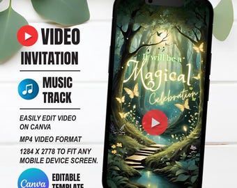 Magical Forest Video Invitation, Instant Download