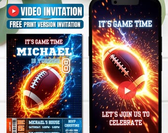 Football Birthday Video Invitation, Instant Download