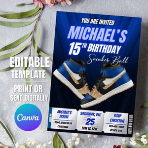 Sneaker Ball Birthday Invitation Editable, Instant Download