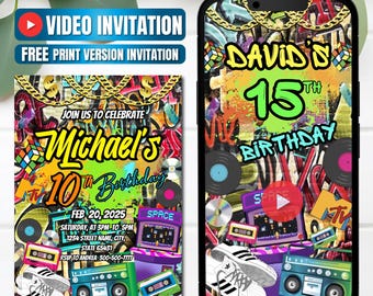 Hip Hop Birthday Video Invitation Editable, Instant Download
