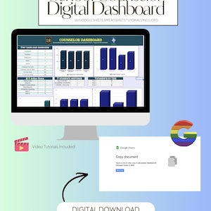 School Counselor Dashboard | Google Sheets Template, Video Tutorials (Digital Download)