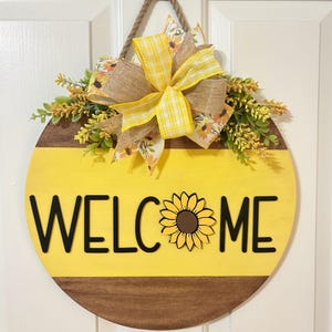 Welcome Sunflower Door Hanger | Front Door Decor | Sunflower Door Decor | Welcome Door Sign | House Warming Gift |  Summer | Door wreath