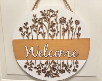 Flower Welcome Door Sign