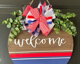 Memorial Day Welcome Hanging Door Sign