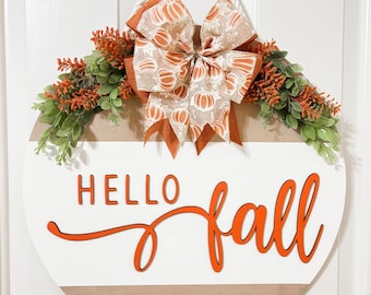 Hello Fall Door Hanger | Fall Door Decor | Fall Door Sign | Front Door Hanger | House Warming Gift