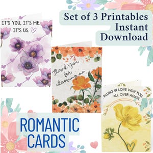 Tarjetas imprimibles de romance suave, juego de 3 tarjetas, tarjetas de amor, regalo de aniversario, tarjeta de amor para ella/él, tarjeta imprimible digitalmente, regalo para ella