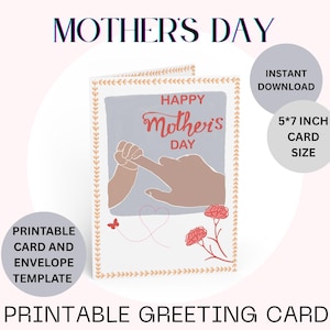 Printable Mother’s Day Greeting Card | A7 Size printable card with Envelope Template | Best gift for mom | Mother&#39;s day card | Digital print