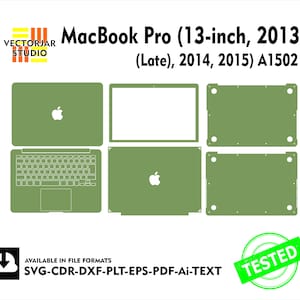 Plantilla de vector de skin para MacBook Pro (13 pulgadas, 2013 (finales), 2014, 2015) A1502, diseño de troquelado