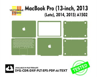 Plantilla de vector de skin para MacBook Pro (13 pulgadas, 2013 (finales), 2014, 2015) A1502, diseño de troquelado