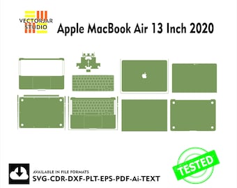 Apple MacBook Air 13 Inch 2020 Skin vector template file skin die cut layout
