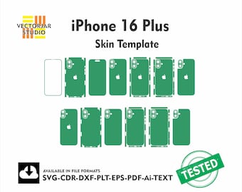 Iphone 16 Plus Skin vector template file skin die cut layout