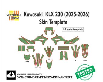 KAWASAKI KLX 230 2025-2026 Skin vector template file skin die cut layout