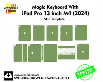 iPad Pro 13 inch M4 (2024) With Magic Keyboard Skin vector template file skin die cut layout