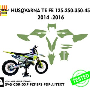 HUSQVARNA TE FE 125 - 250-350-450- 2014 -2016 Skin vector template file skin die cut layout