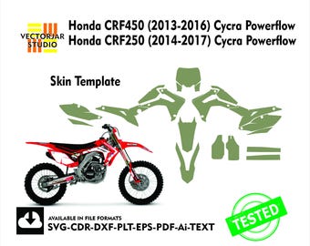 Honda CRF450 (2013-2016) CRF250 (2014-2017) Cycra Powerflow Skin vector template file skin die cut layout