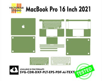 MacBook Pro 16 Inch 2021 Skin vector template file skin die cut layout