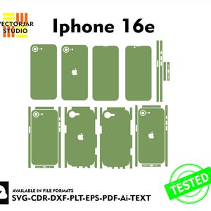 iPhone 16e Skin vector template file skin die cut layout