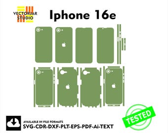 iPhone 16e Skin vector template file skin die cut layout