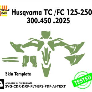 Husqvarna -TC FC 125-250-300-450 -2025 Skin vector template file skin die cut layout