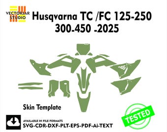 Husqvarna -TC FC 125-250-300-450 -2025 Skin vector template file skin die cut layout