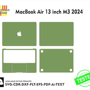 MacBook Air 13 tum M3 2024 Skin vektormallfil skin die cut layout