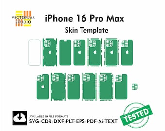 iPhone 16 Pro Max スキン ベクター テンプレート ファイル スキン ダイカット レイアウト