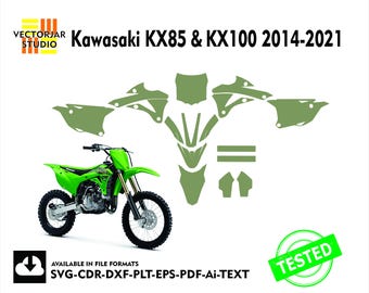 Kawasaki KX85 & KX100 (2014-2021) Skin vector template file skin die cut layout