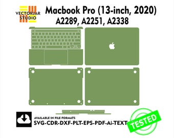 Macbook Pro (13-Zoll, 2020) A2289, A2251, A2338 Skin Vektor Vorlage Datei Skin gestanztes Layout
