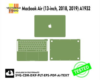 Macbook Air (13-inch, 2018, 2019) A1932 Skin vector template file skin die cut layout