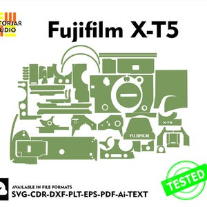 File modello vettoriale per skin Fujifilm X-T5, layout fustellato per skin