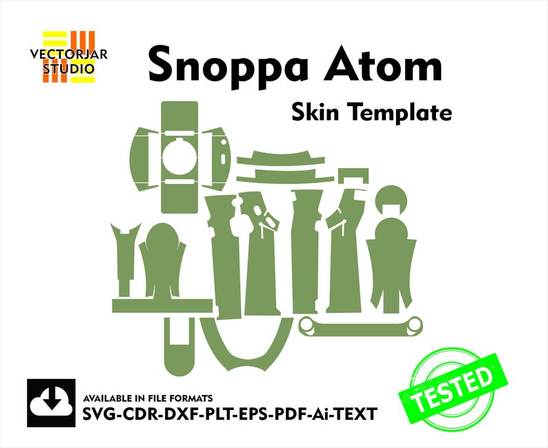 Snoppa Atom Skin vektormallfil hud stansad layout bild 1