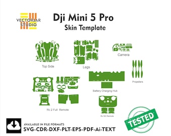 Dji Mini 5 pro Skin vector template file skin die cut layout