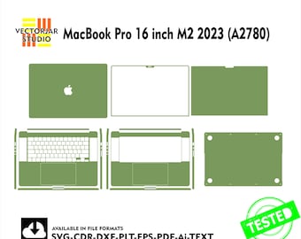 MacBook Pro 16 inch M2 2023 (A2780) Skin vector template file skin die cut layout
