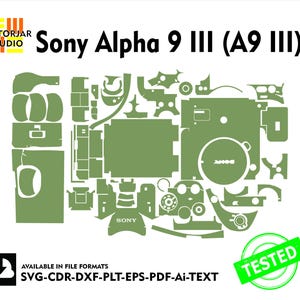 Sony Alpha A9 Mark 3 (A9 III) Skin vector template file skin die cut layout
