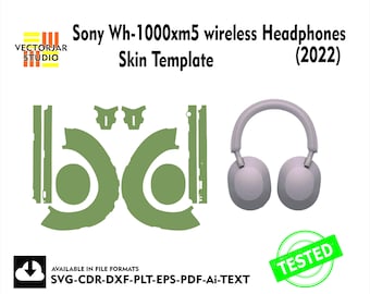 Sony Wh-1000xm5 wireless Headphones (2022) Skin vector template file skin die cut layout
