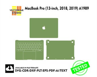 MacBook Pro (13-inch, 2018, 2019) A1989 Skin vector template file skin die cut layout